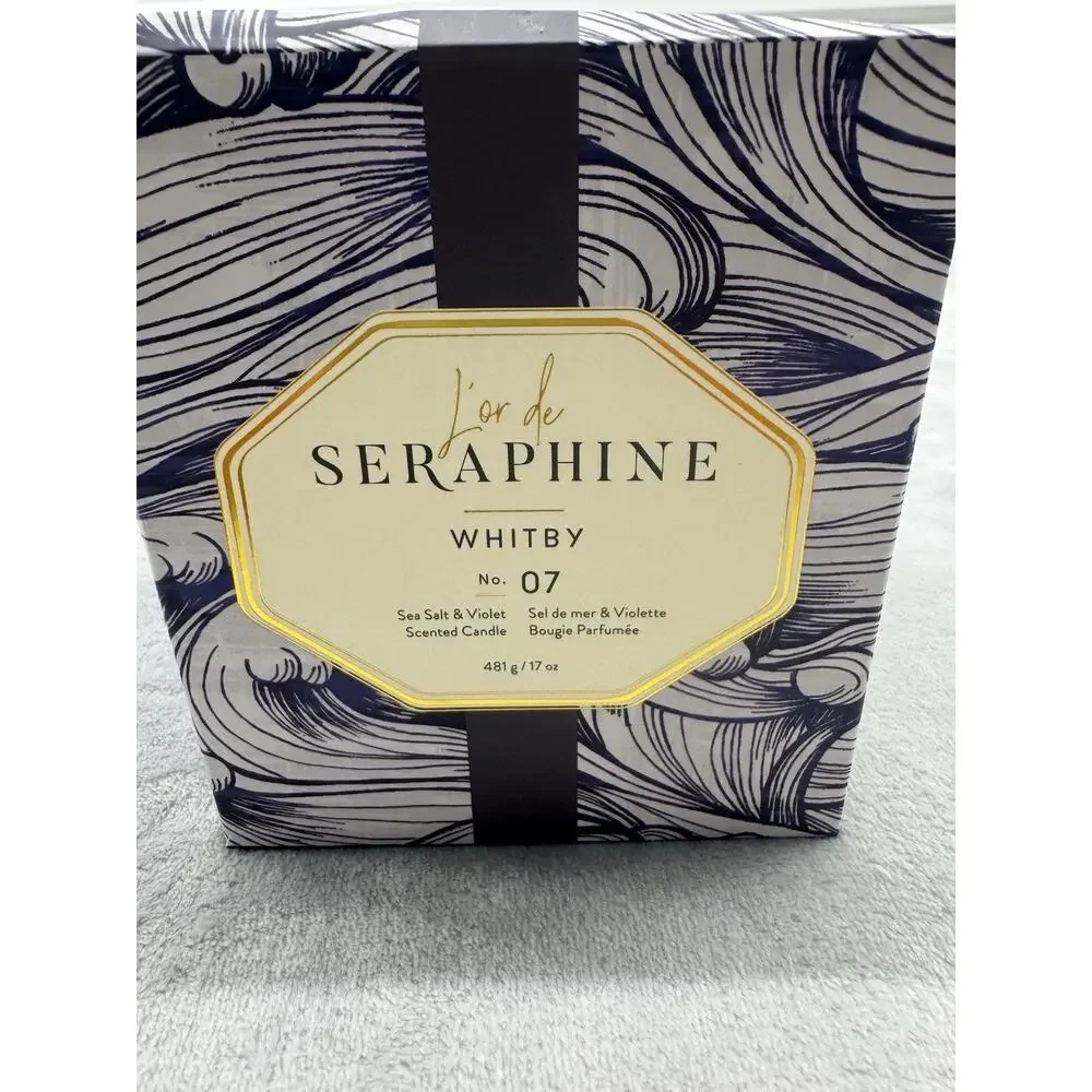 New Seraphine Laina Collection Candle Zoe No. 07 Sea Salt Violet Scent 17 Oz